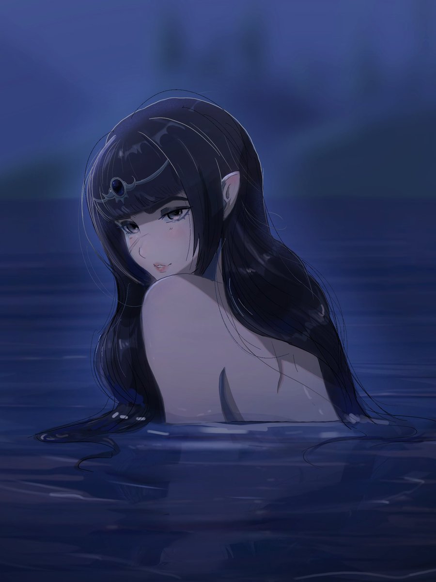 HotlineMM's tweet photo. Shadoheart's river scene but she's with her hair down🧜🏻‍♀️

#Shadowheart #BG3 #BaldurGate3 #fanart https://t.co/nR80CJCgGa