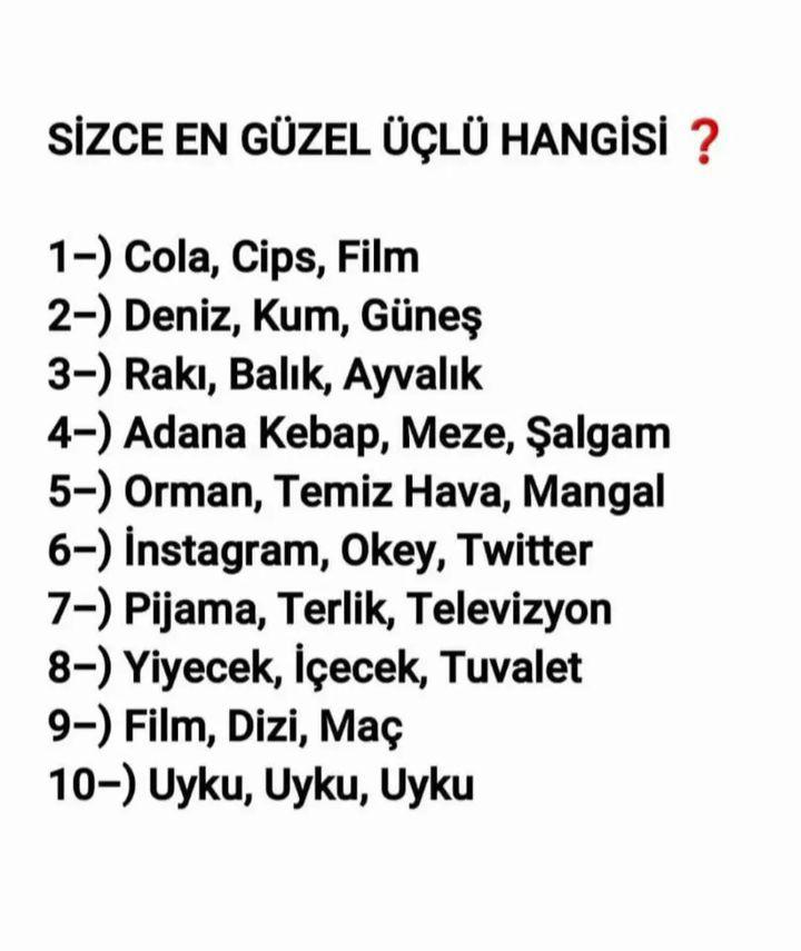 Cevaplar lütfen..
Ben: 7 😊