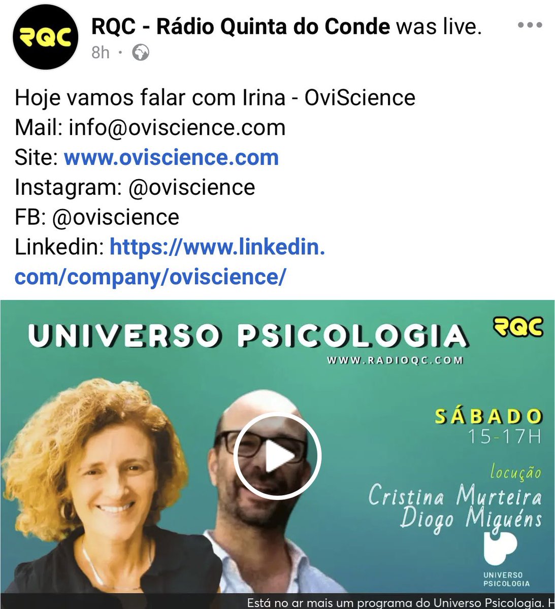 📻 The day Ovis went on the radio 💚 Far from imagining it was going to happen and without hiding the fact that it was a dream. 🐑 Thanks to Cristina and Diogo for the opportunity. 🧪 my final message: #scienceisforeveryone just #awakescienceinyou #science #radio