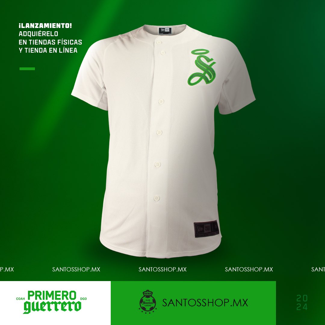 ¡Que elegancia 😍😍😍! Nuevo Jersey Edición Beisbol ⚾️ de Club Santos Laguna 🇳🇬 en un envidiable color blanco! 🛒 bit.ly/3Tc0rrR Disponible en Santos Shop TSM 🏟️ y Aeropuerto Torreón ✈️