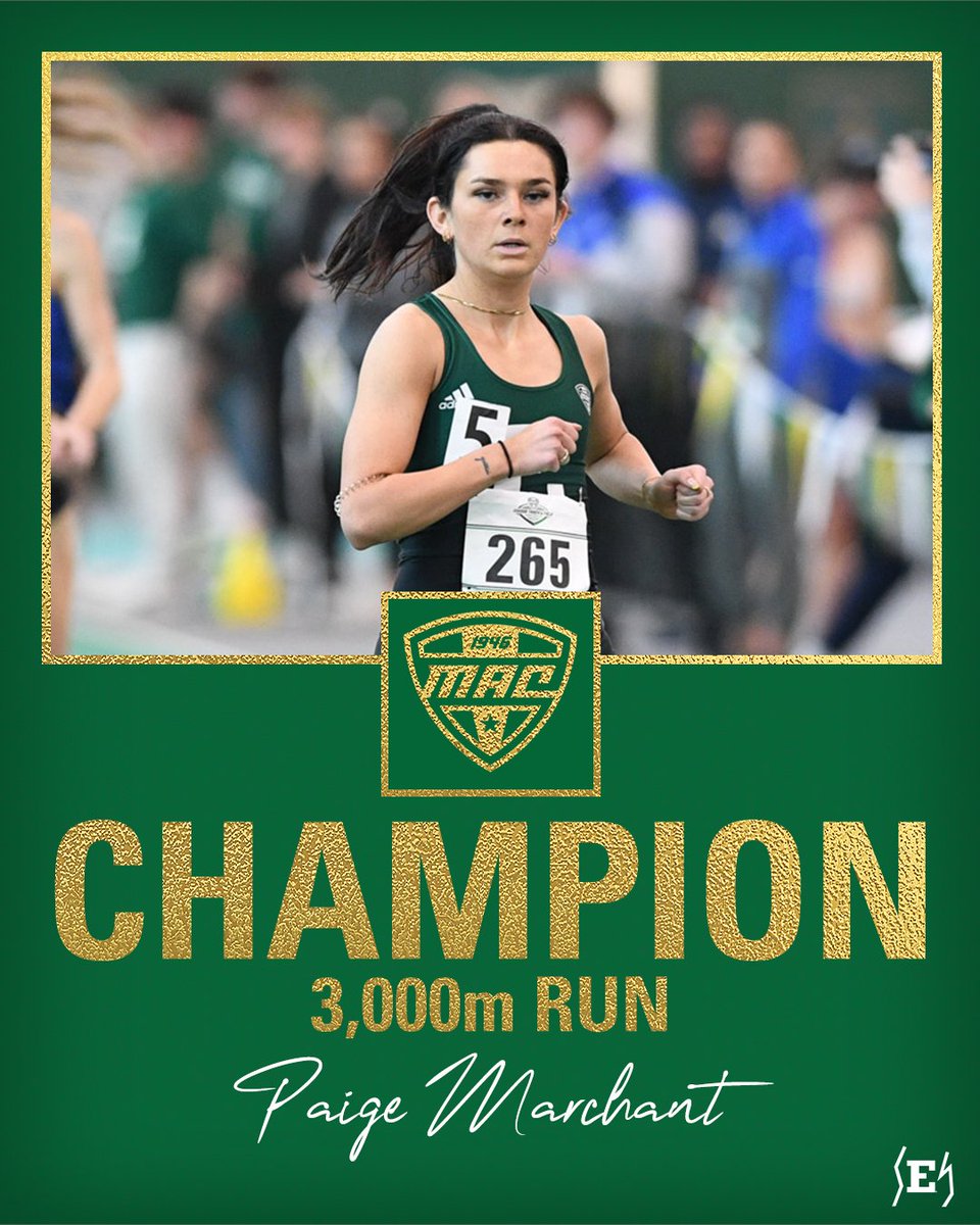 𝐓𝐑𝐈𝐏𝐋𝐄 𝐂𝐑𝐎𝐖𝐍!!

For only the 2nd time in <a href="/MACSports/">MACtion</a> HISTORY, a woman has won the MAC title in the 800m, Mile, and 3,000m runs and her name is Paige Marchant!!

#EMUEagles | #ChampionsBuiltHere