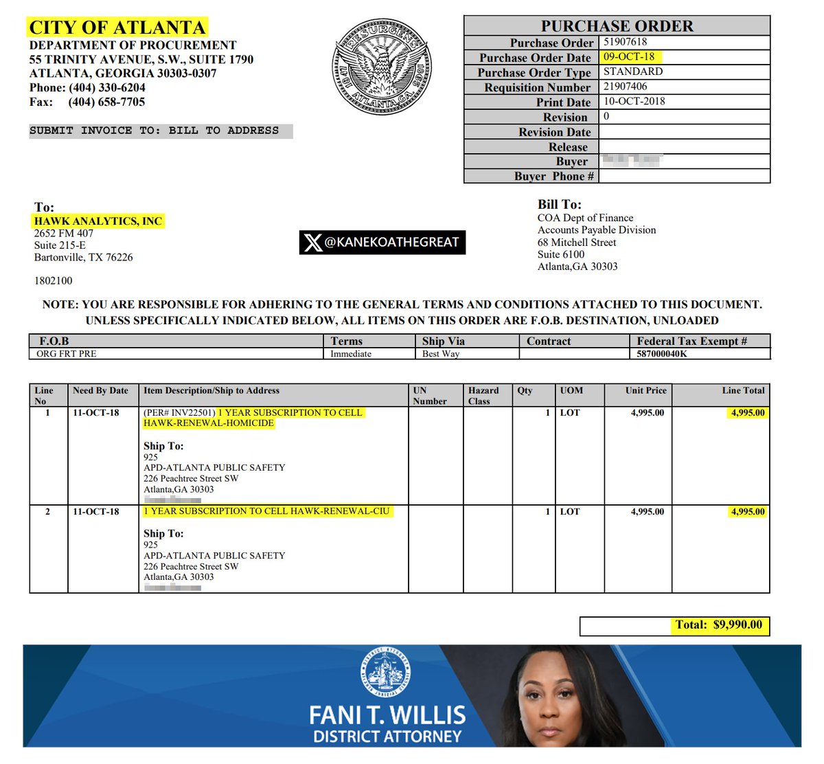 🚨BREAKING: In court proceedings, Fulton County DA Fani Willis argues that the Atlanta Police Department's cell phone tracking software, in use since 2017, cannot "prove anything relevant" and provides "little evidentiary value."

Under DA Fani Willis' jurisdiction, the Atlanta