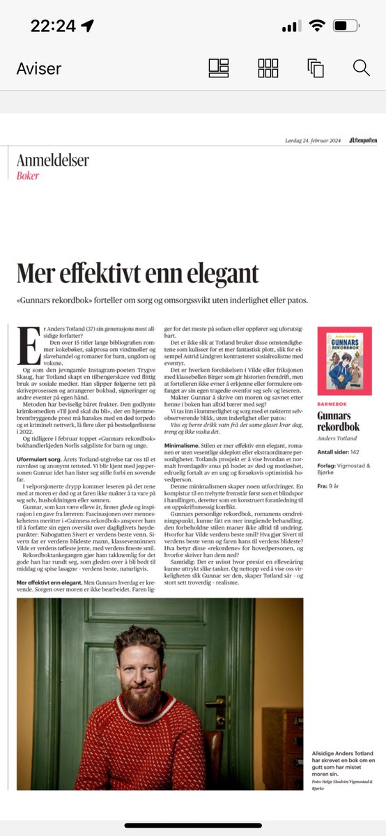 BjorkeK's tweet photo. @anderstotland @Aftenposten Sjekk del 2/lørdag s.22. Gratulerer! https://t.co/4H5tciWAZ6