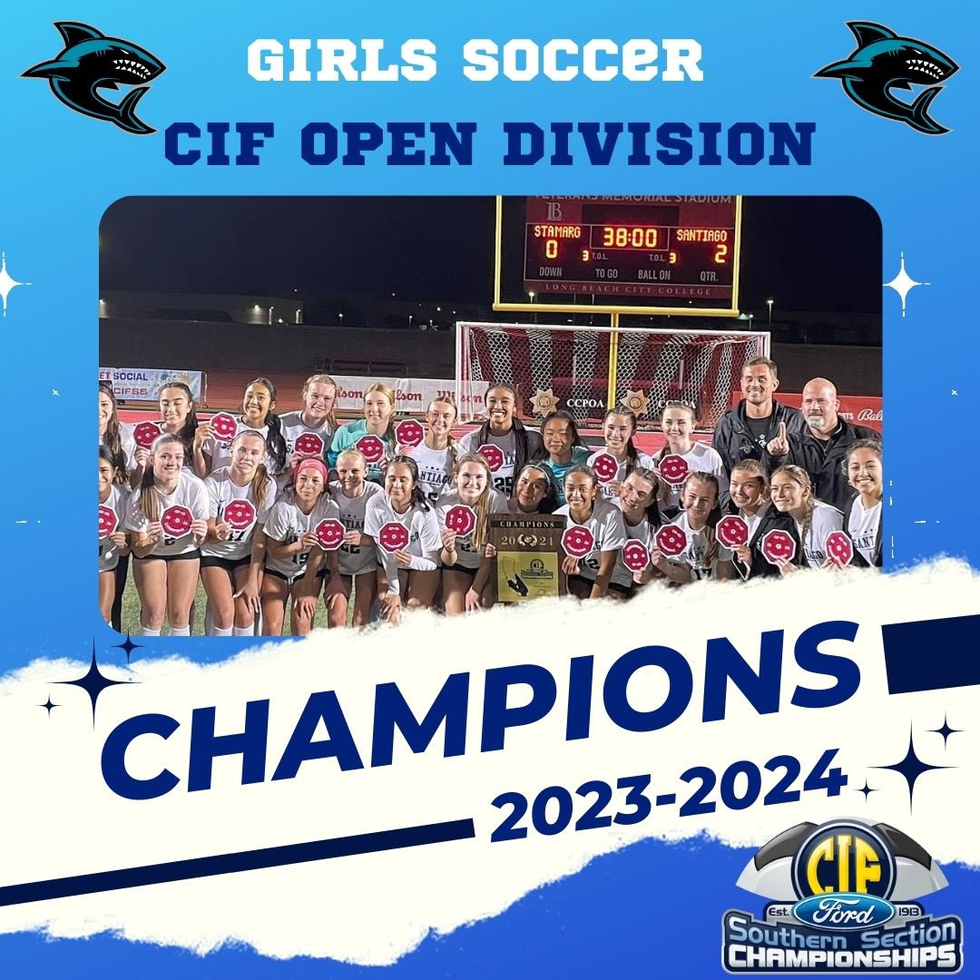 Congratulations to our Girls Soccer team for winning the CIF Open Division Championship. What an amazing season! #gosharks 

•
•
•
•
•

#cifchampions 
#cif 
#ciffinals 
#soccer 
#soccerlife 
#highschoolsoccer 
#santiago 
#shs
#sharks 
#playoffs 
#cifplayoffs