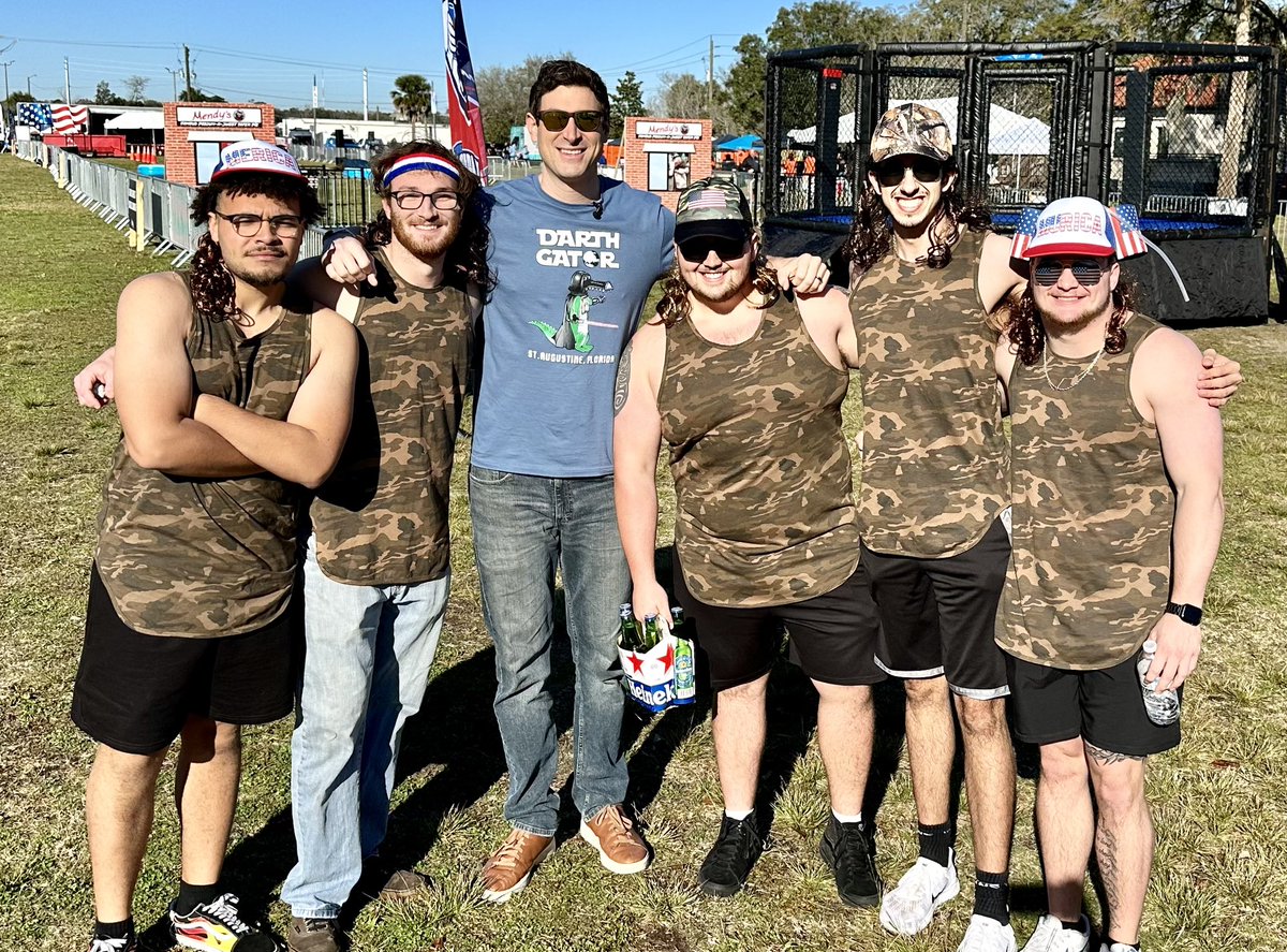 SamBrockNBC's tweet photo. Mullet contestsโฆSumo wrestling (with beer)โฆan iguana on a leash and lots and lots of camo. Very glad we got to see the first annual #FloridaManGames in St. Augustine, FL.
Story to come ๐ https://t.co/wS8H7yM3sf