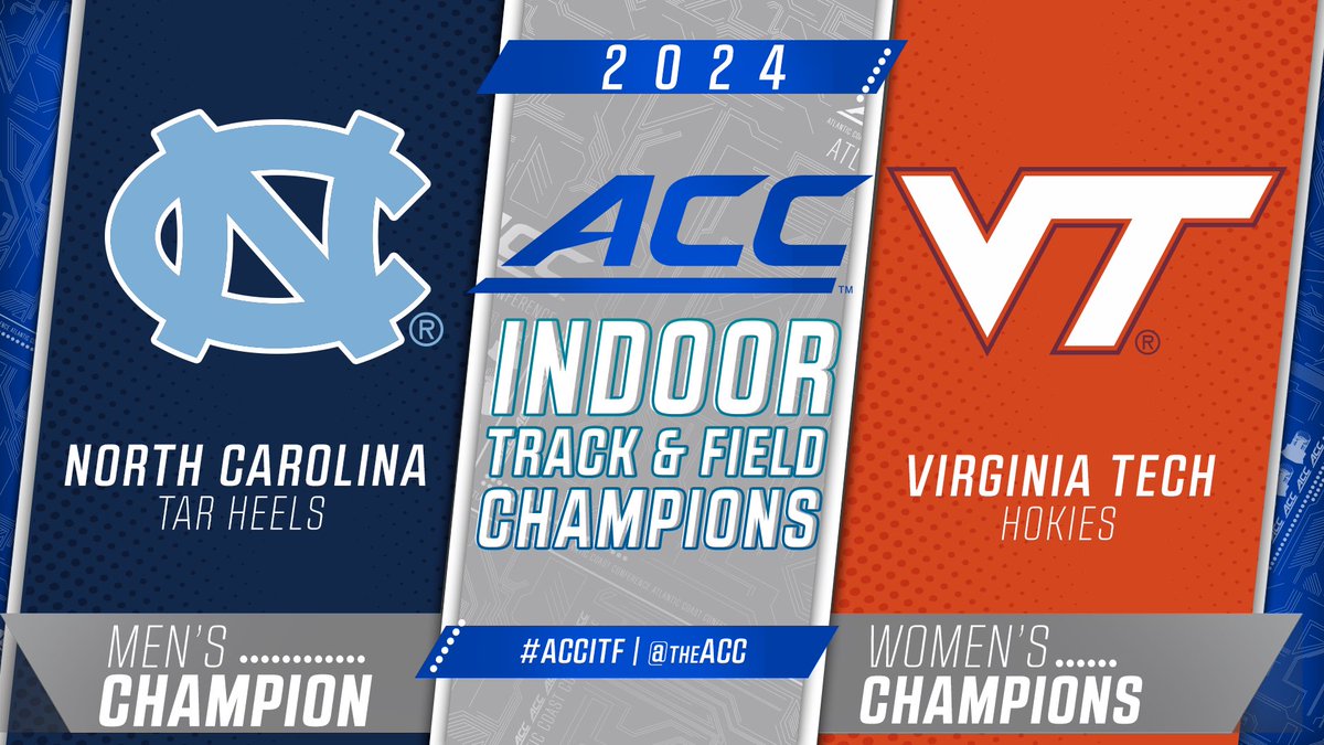 2024 ACC INDOOR TRACK & FIELD CHAMPIONS! 🥇 Men’s: @UNCTrack_Field 🥇 Women’s: @HokiesTFXC #AccomplishGreatness