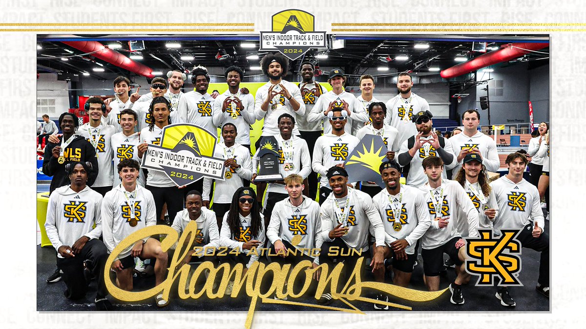 1️⃣0️⃣ 𝐱 𝐂𝐇𝐀𝐌𝐏𝐈𝐎𝐍𝐒 🏆 🏆 @KSUTrackFieldXC claims its 10th Men's Indoor #ASUNTF Championship title in program history! 💯👏 #ASUNBuilt | #HootyHoo