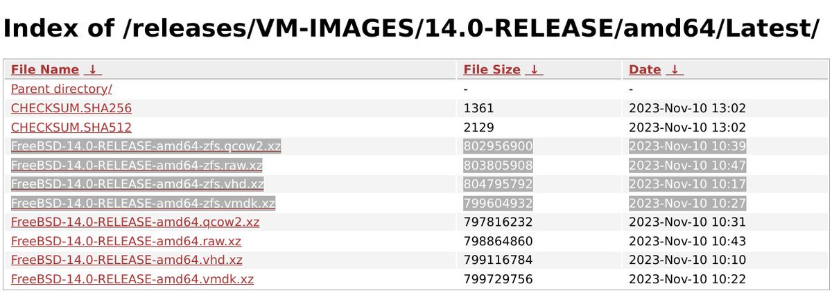 vermaden's tweet image. I really like that #FreeBSD project started to deliver #ZFS/#OpenZFS based images for various hypervisors.

IMHO the same should be also added to various #arm64/#riscv64 images as well.