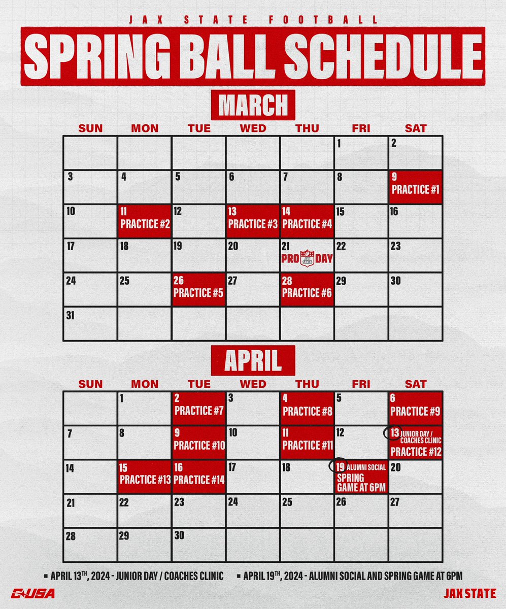Spring Ball Schedule‼️

#HardEdge | #EarnSuccess