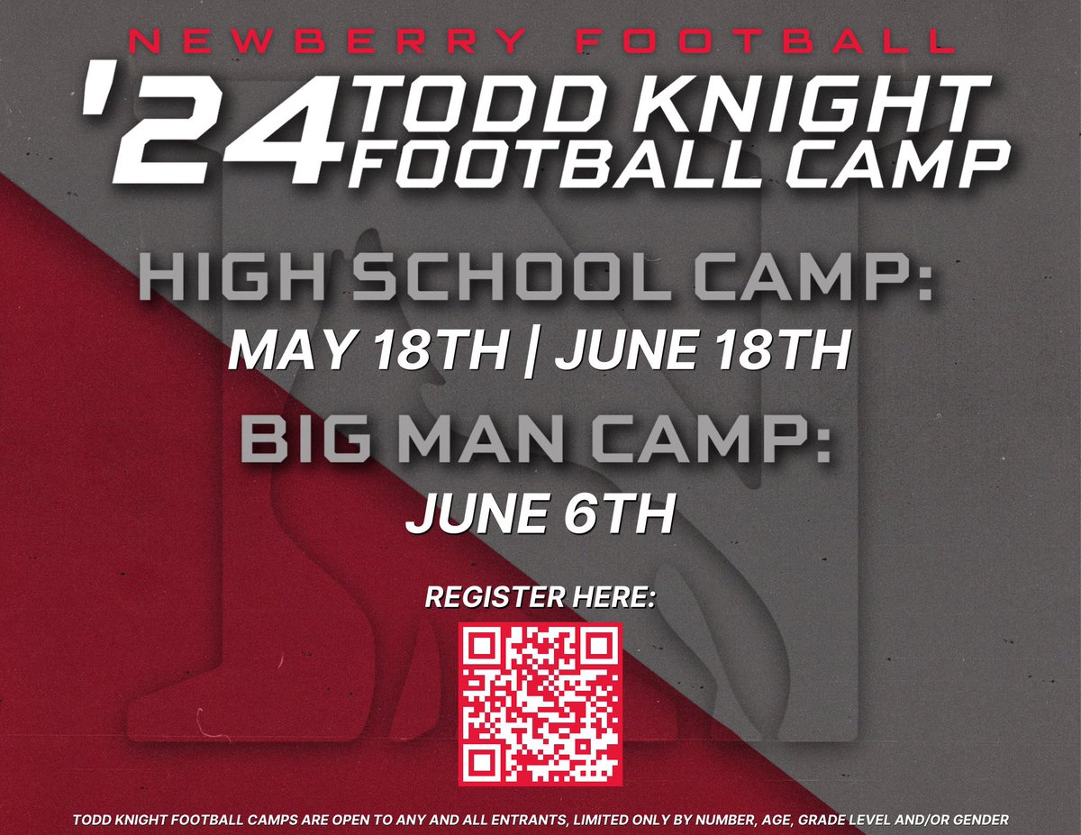 ATTENTION TRENCHES! I want to see YOU at Newberry’s first ever Big Man Camp! Tight ends you’re welcome too! Drop your link in the comments and let me know you’ll be there so I can be expecting you! Link: newberryfootballcamps.com