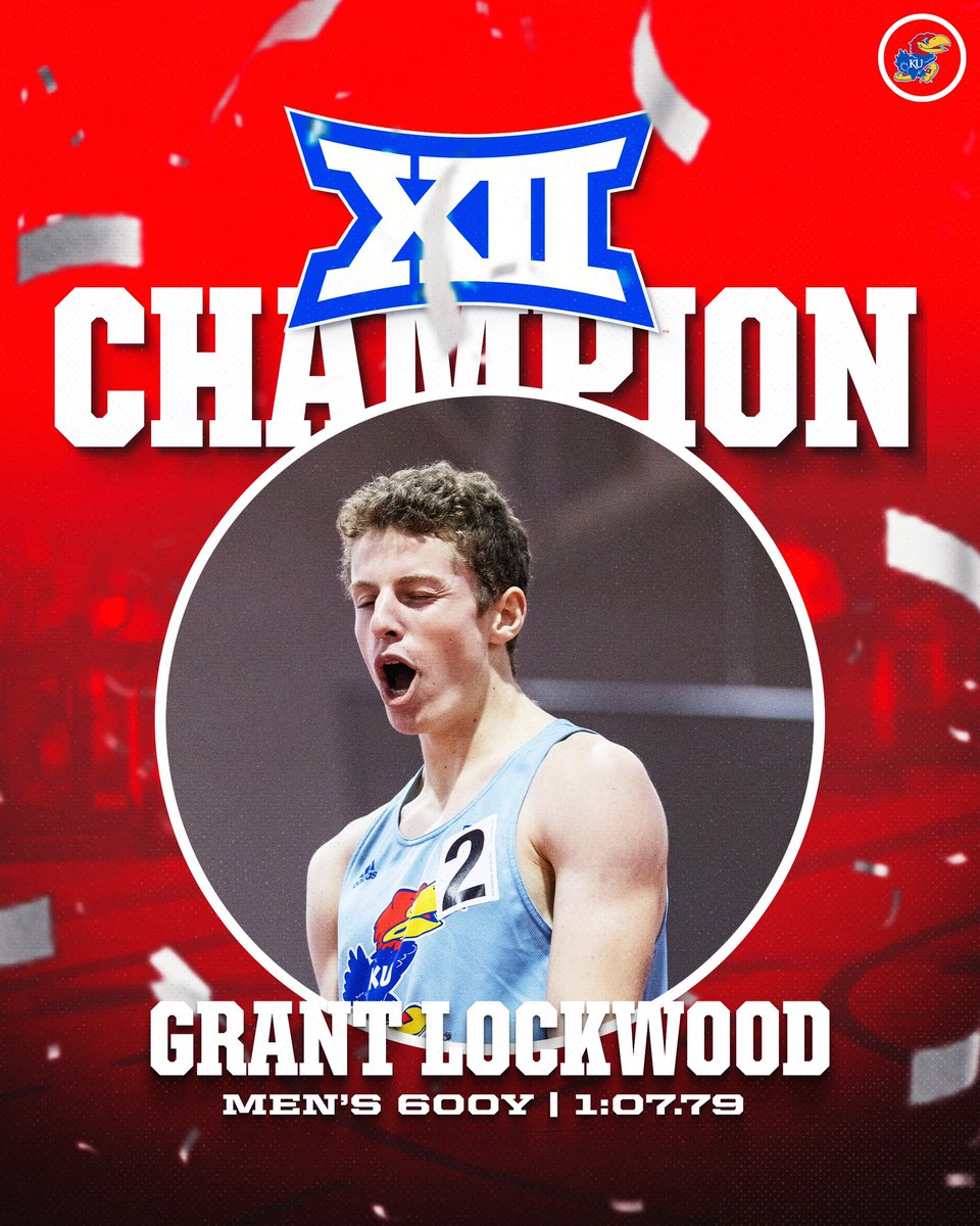 HIM 👑 Grant Lockwood breaks his own school record in the men’s 600y to win the gold the 2024 Big 12 Championship 🥇 #RockChalk | @Big12Conference