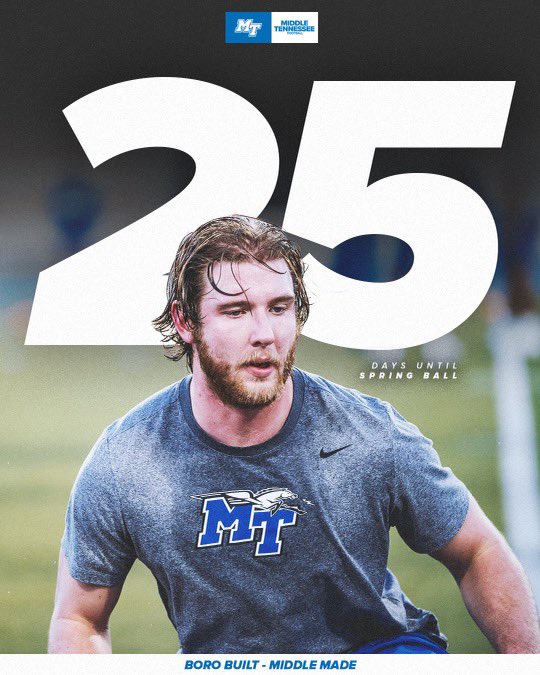 In 25 days… The next chapter of the Blue Raider grind begins 😤

#BoroBuiltMiddleMade
