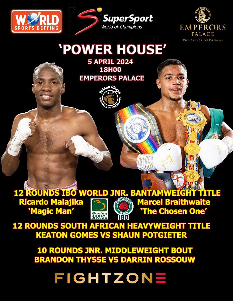 Live on FightZone, it's going to be an explosive night as Ricardo Malajika "Magic Man" faces off against Marcel Braithwaite "The Chosen One" for the prestigious IBO World Jnr Bantamweight Title! 
#PowerHouse #Boxing #IBOChampionship #MagicManVsChosenOne