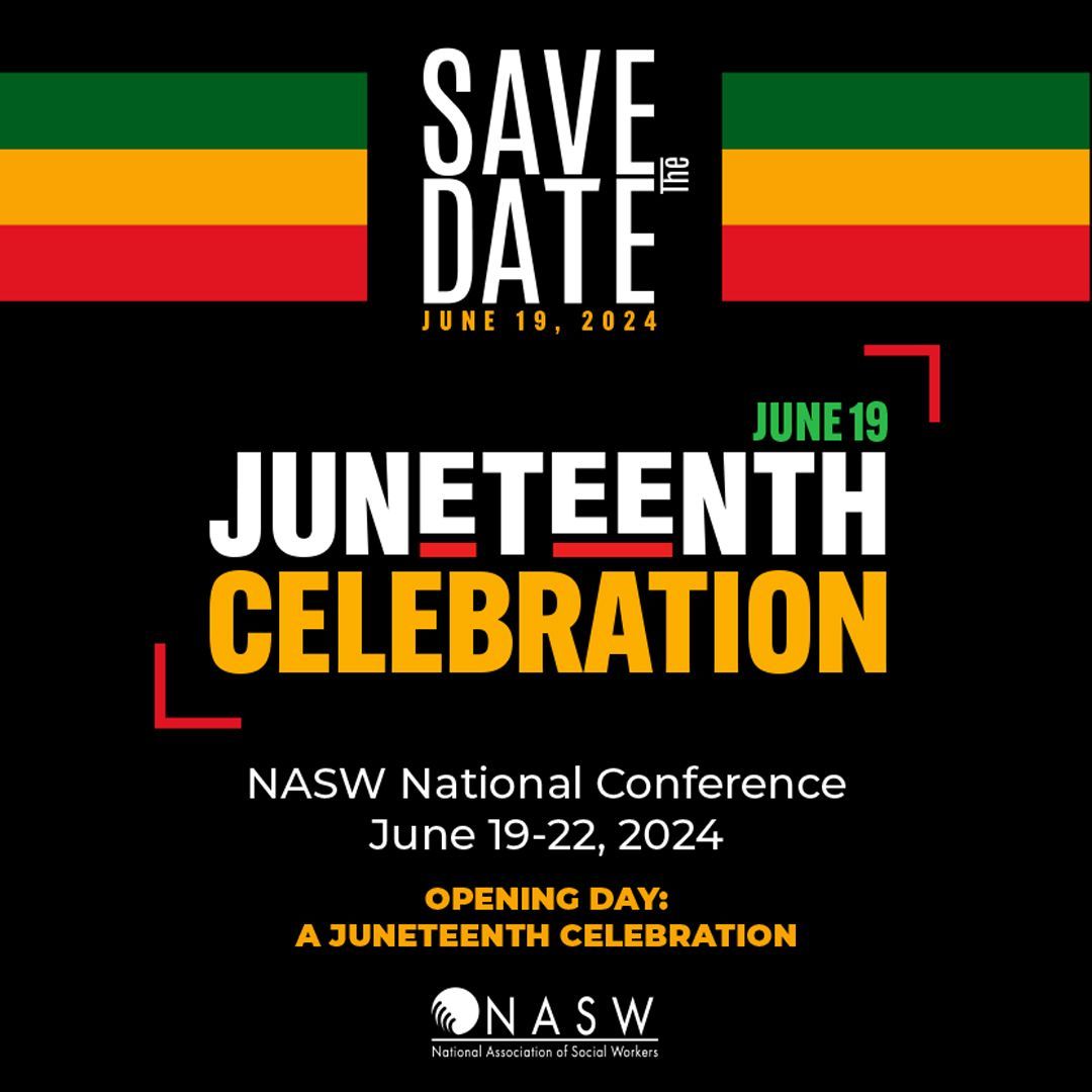 Join thousands of #SocialWorkers, like-minded professionals & thought leaders at #NASW2024, our National Conference June 19-22! This year’s conference opens on Juneteenth and we’re inviting you to join our opening celebration! Register today: buff.ly/3OUrbLZ  @DrStreetz