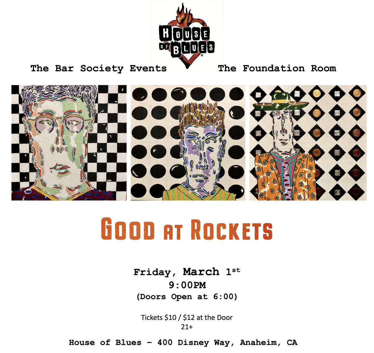 Our band @goodatrockets are over at the @HOBAnaheim next Friday - Mar 1. Come on down. All kinds of fun.