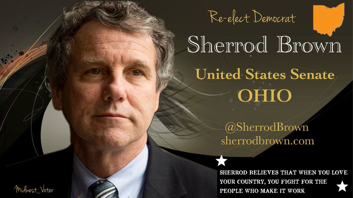 #ResistanceBlue #Dems4USA #DemsAct #Ohio Senator Sherrod Brown is a staunch supporter of the working folks of Ohio. He stand up for Unions and for fair wages for folks. There is no senator in DC that fights harder for working folks like you & me. Re-elect @SherrodBrown in ‘24!