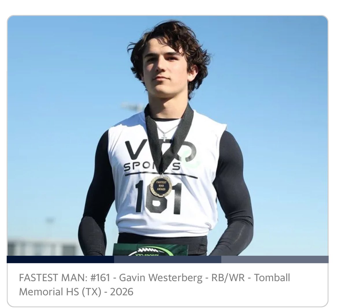 Thank you <a href="/VTOSPORTS/">VTO Sports</a> for allowing me to compete at the Elite 100 Camp in Houston. I received the Fastest Man award and an invite to compete in the All American Challenge in Charlotte. <a href="/jarrettbailey12/">Jb⁶𓅓</a> <a href="/Football_TMHS/">TMHS Football</a> @cypresselite22 <a href="/CoachWiesmann/">Coach Wiesmann</a> @BradManning11 <a href="/Rivals/">Rivals</a>