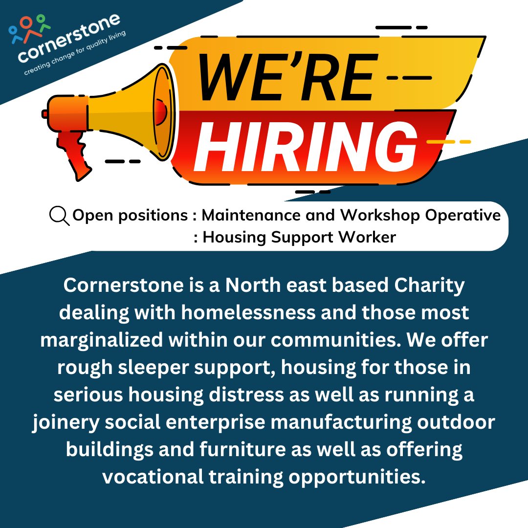 𝐓𝐡𝐢𝐬 𝐢𝐬 𝐲𝐨𝐮𝐫 𝐜𝐡𝐚𝐧𝐜𝐞 𝐭𝐨 𝐣𝐨𝐢𝐧 𝐨𝐮𝐫 𝐚𝐦𝐚𝐳𝐢𝐧𝐠 𝐭𝐞𝐚𝐦!
Job availability are:

Full time Maintenance and Workshop Operative
findajob.dwp.gov.uk/details/140541…

Part Time Housing Support Worker
findajob.dwp.gov.uk/details/140541…

Apply today 😁👍🏻