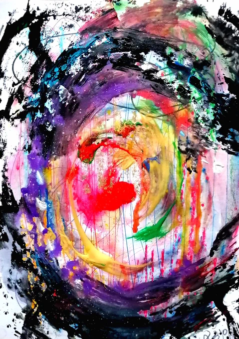 おはようございます「神のいる宇宙」描きました 
