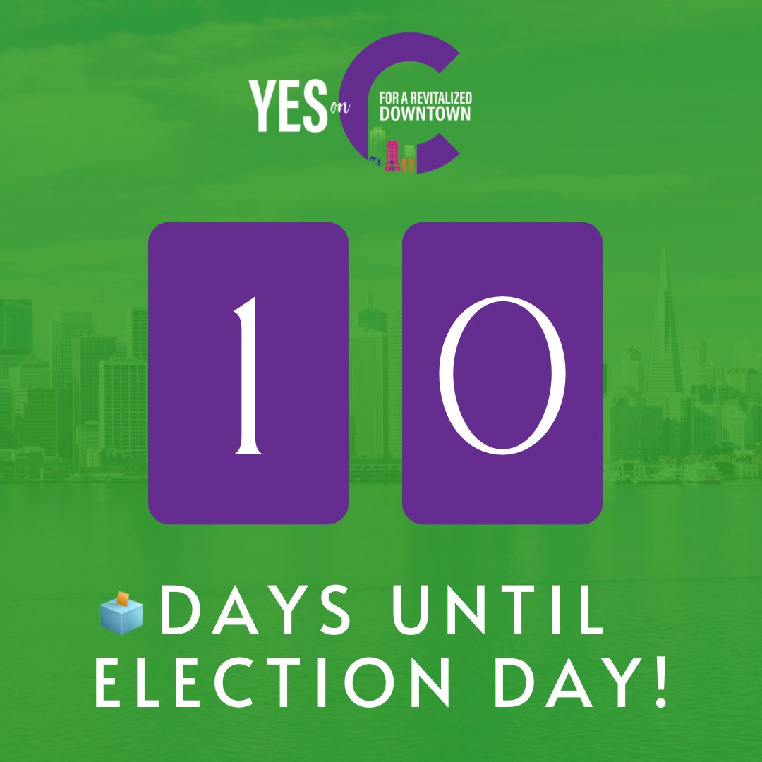 Yeson_C's tweet photo. We are 10 days away from Election Day! Vote Yes on C for More Homes + Vibrant Downtown! ☀️🌇

Remember to vote and turn in your ballots by March 5th! 🗳️ https://t.co/xV3j6HIGqB