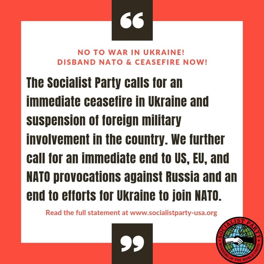 Two years on, and our statement on the war in #Ukraine from 2022 is as true now as it was then. Ceasefire now, end western provocations against #Russia, and disband NATO! Full statement @ socialistpartyusa.net/no-to-war-in-u…