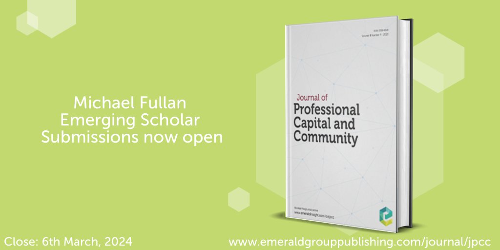 Are you an emerging scholar whose research is connected with professional capital and community? Call for applications for Michael Fullan Emerging Scholar Award 2024! Apply now: bit.ly/3uwyUsF Deadline: March 6th @MichaelFullan1 @HargreavesBC @CarolCampbell4 @EmeraldEdu