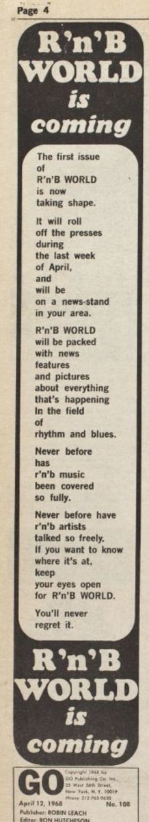 jamesrgaunt's tweet photo. Continuing the search for R'n'B World. These ads and articles appeared in their sister publication Go Magazine. I made an article on Wikipedia about Go Publishing in the hope someone might eventually add more information too. https://t.co/NWLmgGbNMU
