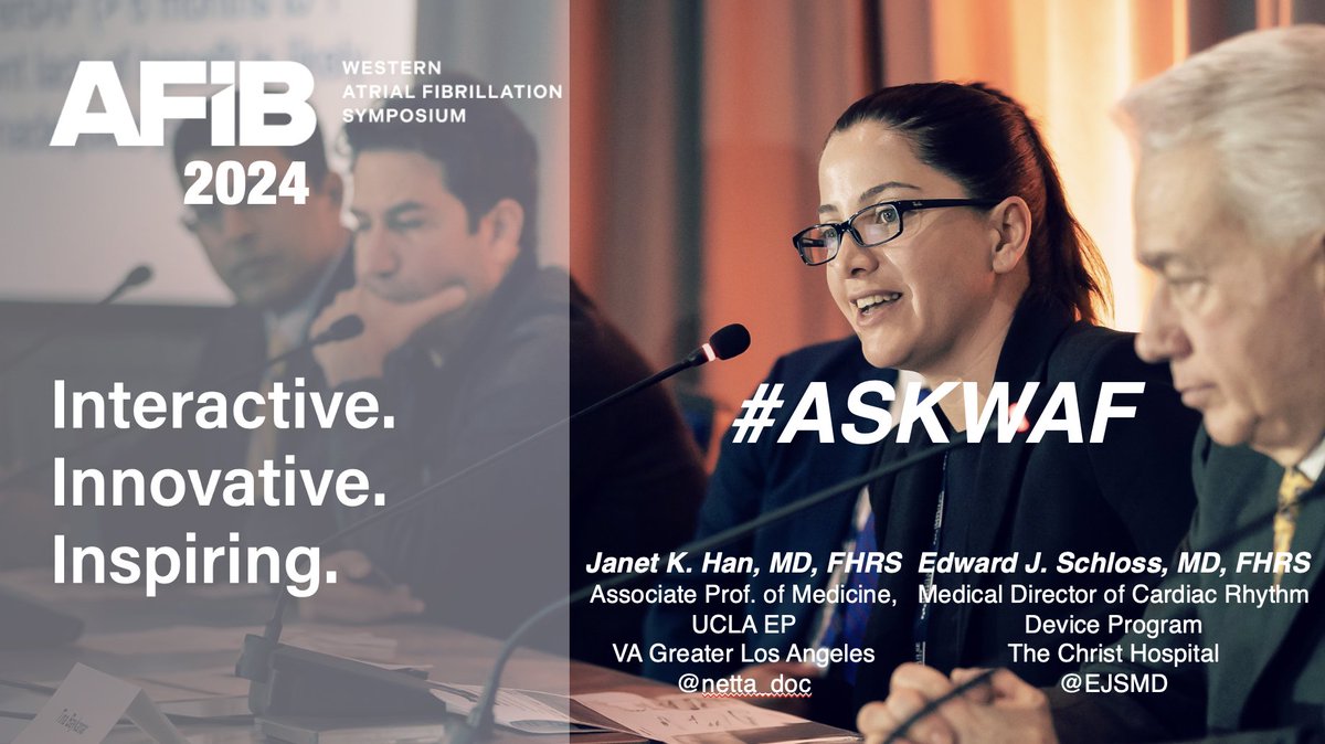 Ok #WAFib2024 - remember to stick around for #ASKWAF session TODAY at 6pm for a stimulating discussion to get all of your burning #Afib questions answered!  

Hosted by <a href="/EJSMD/">Edward J Schloss MD</a> <a href="/nmarrouche/">Nassir Marrouche</a> &amp; yours truly, feat:
<a href="/TJaredBunch/">Thomas Jared Bunch</a> 
<a href="/jillschaefferNP/">Jill Schaeffer</a> 
<a href="/paulzei/">Paul Zei</a> 
<a href="/OmarKreidieh1/">Omar Kreidieh</a> 
<a href="/Leslie/">Leslie 🏳️‍🌈</a> Li
