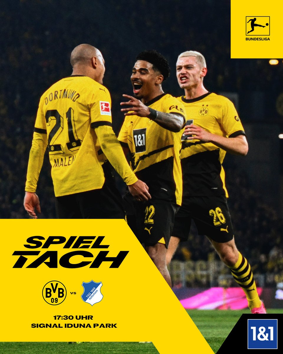 ⬛️🟨 MATCH✦DAY 🟨⬛️

🎯 Ziel: Drei Zähler hierbehalten! 

🆚 <a href="/tsghoffenheim/">TSG Hoffenheim</a>
📍 Dortmund
⏰ 17:30 Uhr
🖥️ <a href="/DAZN_DE/">DAZN DE</a> 
📲 #BVBTSG