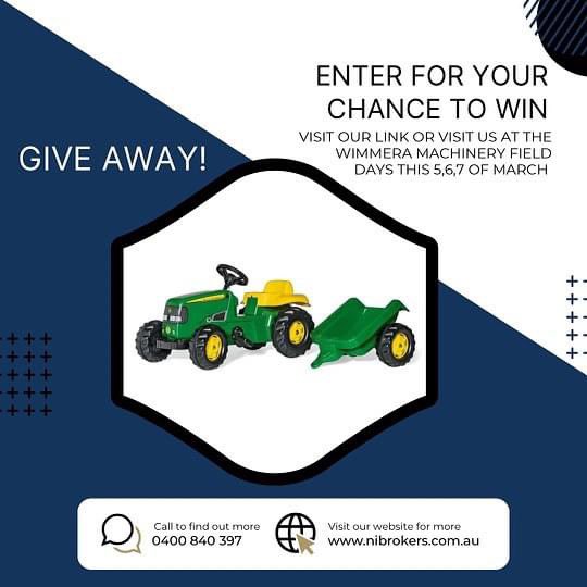 Abbie - Nibrokers (@natinsurbroker) on Twitter photo Field Day Competition ๐
Entering is easy, and the prize is epic โ a John Deere Toy Tractor!๐ Donโt miss out โ the last day to enter is the 7th of March. Good luck! ๐
<a href="/wimfielddays/">wimmeramachineryfielddays</a> #johndeere #Giveaway
#horsham #wimmera #insurancebroker
๐Enter Here: form.jotform.com/240400611924848 Field Day Competition ๐
Entering is easy, and the prize is epic โ a John Deere Toy Tractor!๐ Donโt miss out โ the last day to enter is the 7th of March. Good luck! ๐
<a href="/wimfielddays/">wimmeramachineryfielddays</a> #johndeere #Giveaway
#horsham #wimmera #insurancebroker
๐Enter Here: form.jotform.com/240400611924848