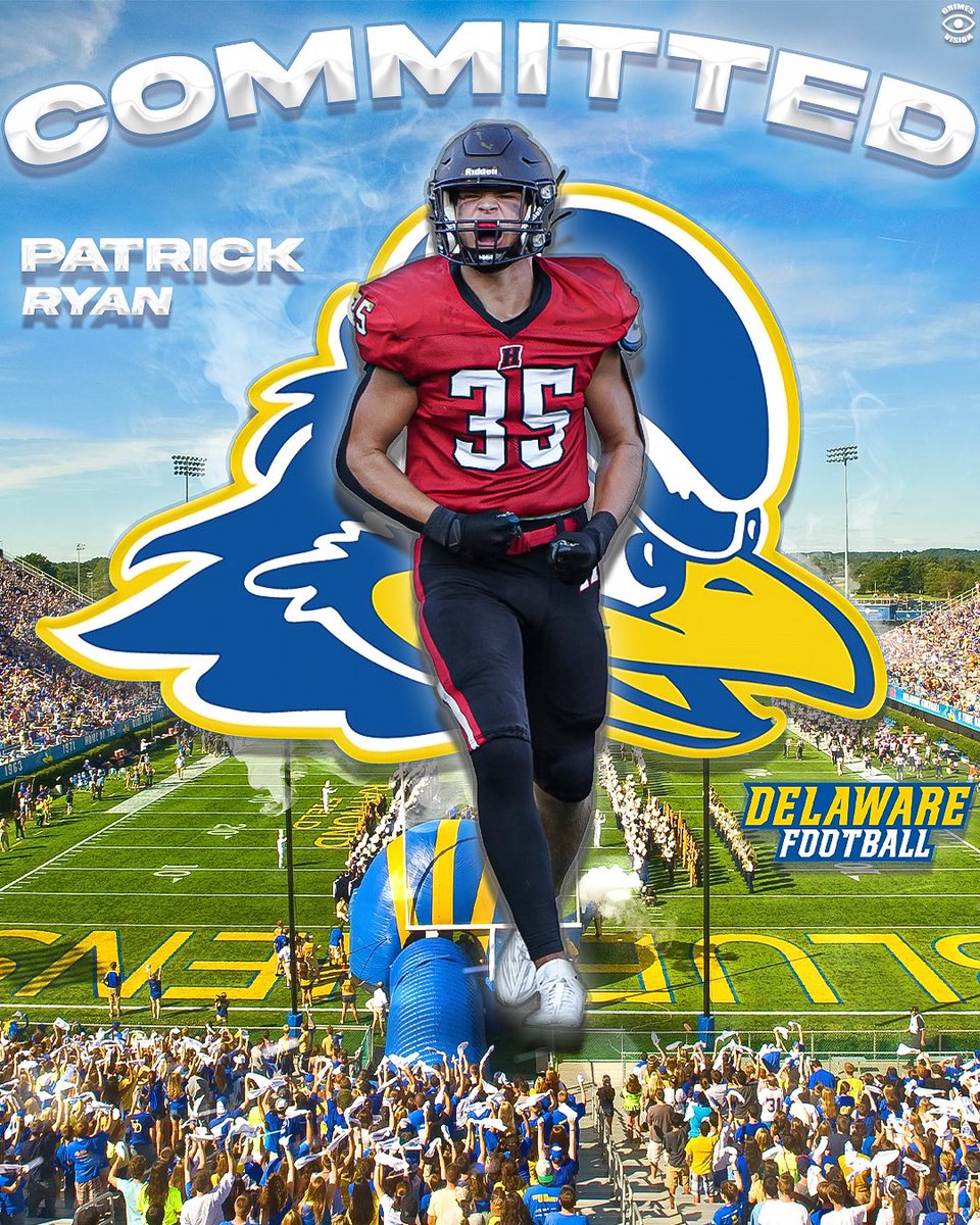 Patrick Ryan (@pryan35) on Twitter photo I'm excited to announce that I will be continuing my academic and athletic career playing football at University of Delaware. I would like to thank my family, friends, coaches, and teammates for all their support. Roll Hens 🟡🔵<a href="/Coach_AndrewP/">Andrew Pierce</a> <a href="/haddonsfootball/">Haddonfield Football</a> <a href="/Rocco_DiMeco/">Rocco DiMeco</a> I'm excited to announce that I will be continuing my academic and athletic career playing football at University of Delaware. I would like to thank my family, friends, coaches, and teammates for all their support. Roll Hens 🟡🔵<a href="/Coach_AndrewP/">Andrew Pierce</a> <a href="/haddonsfootball/">Haddonfield Football</a> <a href="/Rocco_DiMeco/">Rocco DiMeco</a>