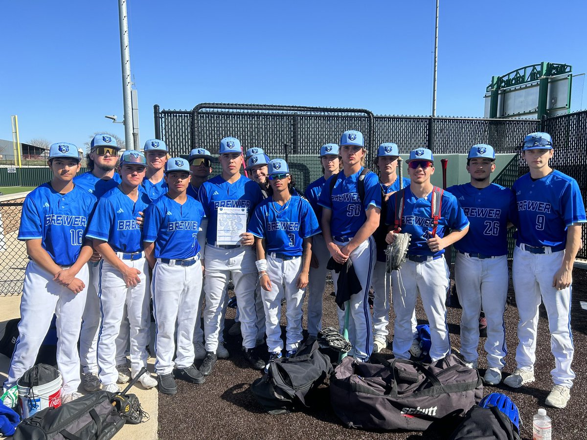 Brewer H.S. Baseball (@brewer_baseball) on Twitter photo Harker Heights - 10
Brewer - 4
<a href="/TaffPeyton/">peyton</a> 2B, 2RBI
Brewer - 9
Denton - 8
POG <a href="/JaydenAH12/">Jayden_AH</a> 2-2, 2B, 4RBI
Save- Jacob Alvarado
Finished 3-2 on the weekend and will be back in action on Monday at Globe Life Field, 4pm
<a href="/BrewerAthletics/">Official Brewer Bears Athletics</a> <a href="/wsisdschools/">White Settlement ISD</a> <a href="/BrewerSportsMed/">BrewerSportsMed</a> Harker Heights - 10
Brewer - 4
<a href="/TaffPeyton/">peyton</a> 2B, 2RBI
Brewer - 9
Denton - 8
POG <a href="/JaydenAH12/">Jayden_AH</a> 2-2, 2B, 4RBI
Save- Jacob Alvarado
Finished 3-2 on the weekend and will be back in action on Monday at Globe Life Field, 4pm
<a href="/BrewerAthletics/">Official Brewer Bears Athletics</a> <a href="/wsisdschools/">White Settlement ISD</a> <a href="/BrewerSportsMed/">BrewerSportsMed</a>