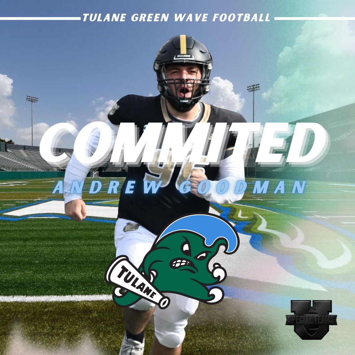 I am beyond grateful for all the opportunities I have been given throughout my football career so far! That being said I am excited to announce that I have committed to Tulane University to continue my football journey! I can't wait to get to work‼️ #rollwave🌊 #nola…