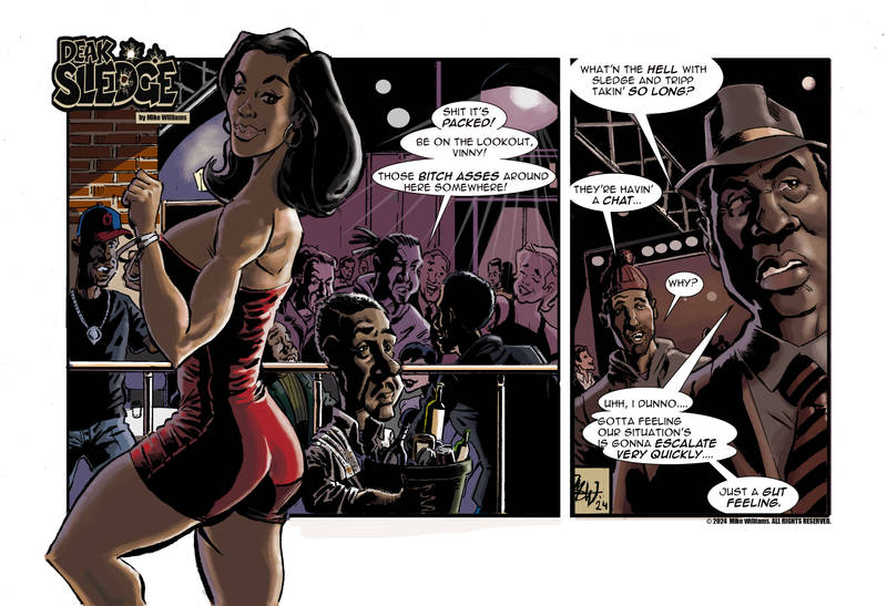 IllustratorMan's tweet photo. The Latest #deaksledge strip is up: the search for Deak and Crabcake goes on. Show some love, thanks for your time. #BlackHistoryMonth #action #artistsontwitter #webcomic #CrimeFiction #creatorowned https://t.co/Lis6QYOtB7