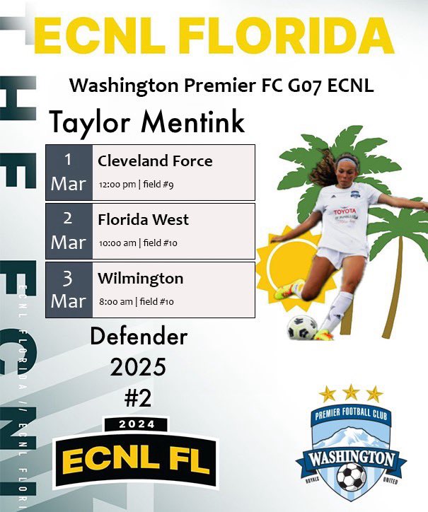 Here's my #ECNLFL schedule! Can't wait to see you there!
<a href="/ImYouthSoccer/">ECNL/GA/Recruiting/College Soccer</a> <a href="/ECNLgirls/">ECNL Girls</a> <a href="/TopDrawerSoccer/">TopDrawerSoccer</a> <a href="/TheSoccerWire/">SoccerWire</a> <a href="/PrepSoccer/">Prep Soccer ⚽️</a> <a href="/wpfcg07ecnl/">WPFC G07 ECNL</a>