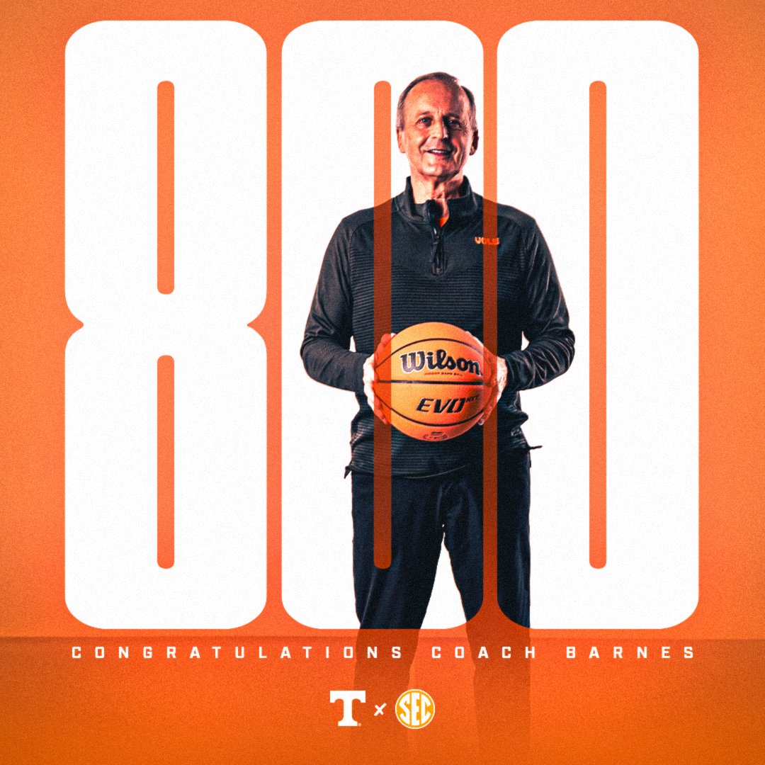 800 CAREER WINS 🚨

Only the 15th coach in NCAA Division I Men's Basketball history to reach the mark. 

<a href="/Vol_Hoops/">Tennessee Basketball</a> x #ItJustMeansMore