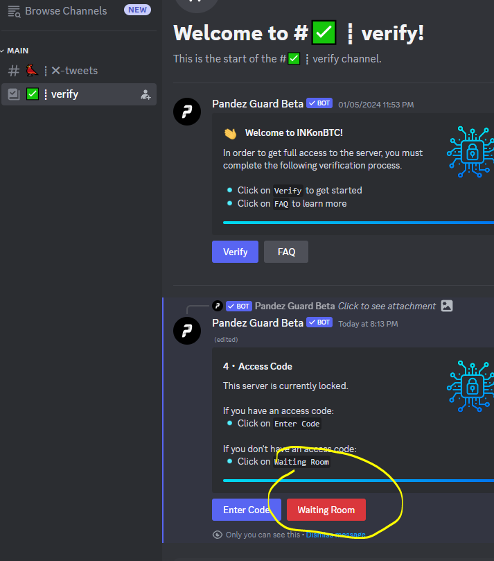 zetman_eth's tweet image. Still, so many people have trouble getting into @inkonbtc  discord and are asking for code. Come on, you can figure it out:

1. Enter the waiting room
2. Enter "find a code" channel" 
3. Answer the bot- proof question that GOAT @TalkingDoggo came up with. 
4. See you inside!