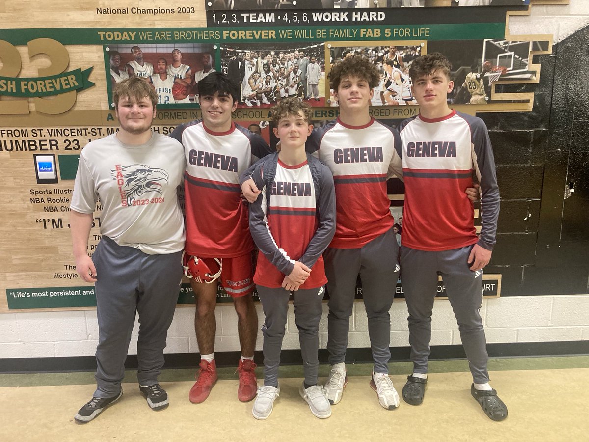 Geneva wrestled Sectionals at St Vincent St Mary today. Moving on to Districts at Kenston next Friday &amp; Saturday is: Tanner Williams 3rd, Dominic Palmisano 3rd, Nigel Platt 3rd, Isaac Riddell 5th will travel as an alternate and Wyatt Habina 6th. Good luck guys.