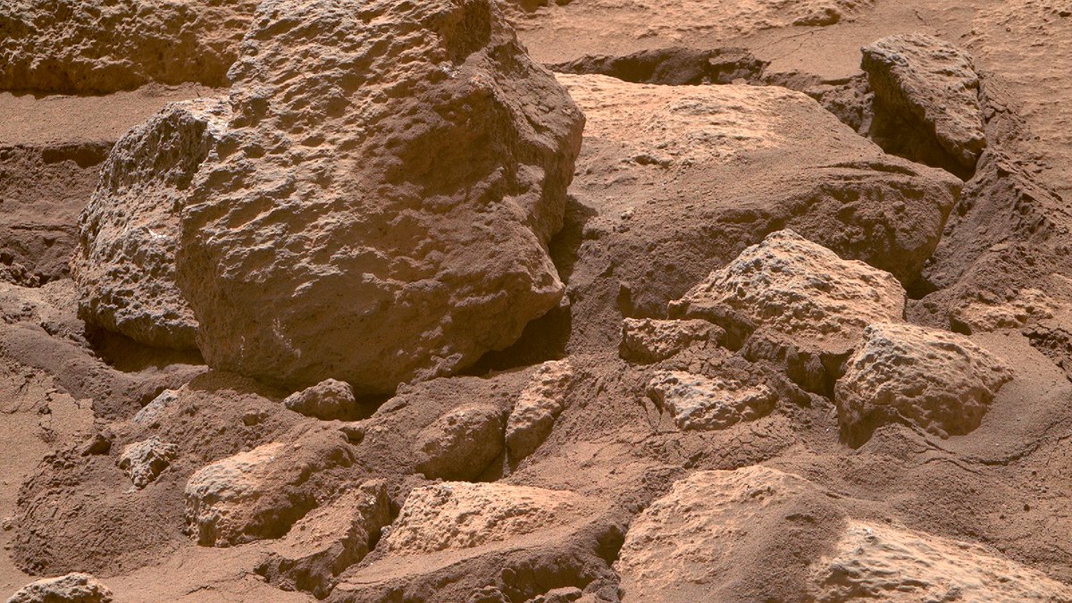 It's just a photo of some rocks. But these are rocks on Mars. And the photo was taken today.