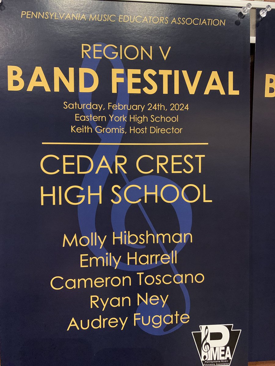 cedarcrestband's tweet photo. CONGRATS to these GREAT musicians on their @PMEAstate Region 5 Band performance! Another great concert with a fantastic conductor and excellent rep! Thanks to @EasternYorkBand for hosting! #FalconPride #Excellence #pmea #topmusicians https://t.co/mh1JNAp75G
