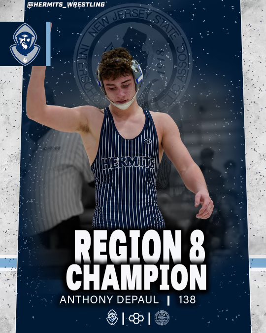 5 Hermits punched their tickets to next week’s state tournament headlined by champion Anthony DePaul at 138 lbs. Other placers Adrian Arbelo 2nd at 126, Xavier Harvey 3rd at 144, Ronnie Kraus 4th at 190, and Eddie Vincent 3rd at 215