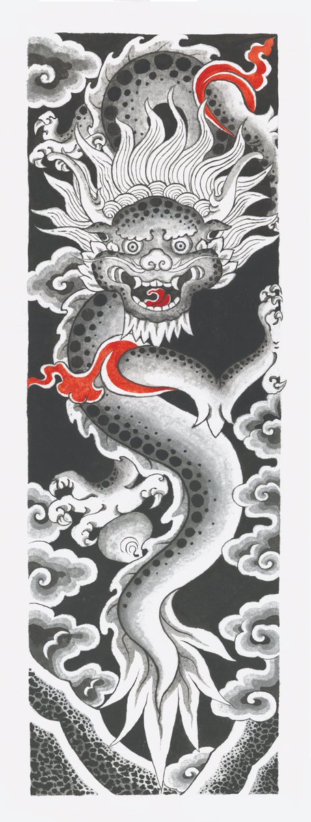 ROUNDCOLLAB x @ETHDenver Art Gallery

Available for bidding on <a href="/opensea/">OpenSea</a>
Silent auction closes March 3, 2024 at 3:00pm MST

Tibetan Dragon in Black, 2023
Giclee print on Hahnemuele cellulose paper
24 x 9 in
Edition #1 of 50

opensea.io/assets/ethereu…

#ethdenver
#ROUNDCOLLAB