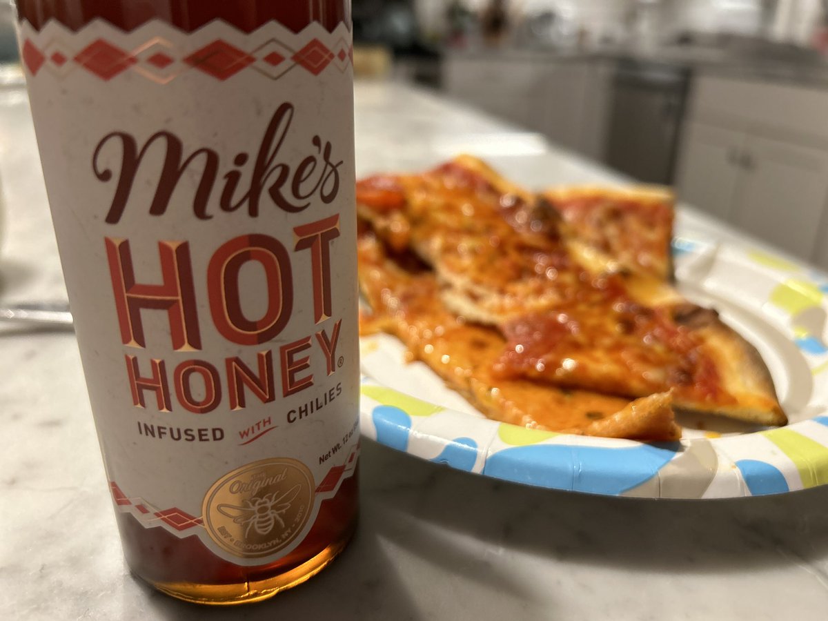 Tried some @mikeshothoney on my pizza tonight. It is VERY good! Give it a try!