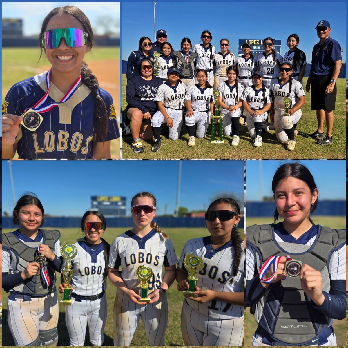 And that's a wrap! The lady lobos finished the Brownsville tournament with many successes and clinching 1st place. The lady lobos clinched the 1st place spot against Rio Hondo with a 4 to 1 victory. Way to go ladies! Proud day to be a Lobo! ❤️🐺🥎