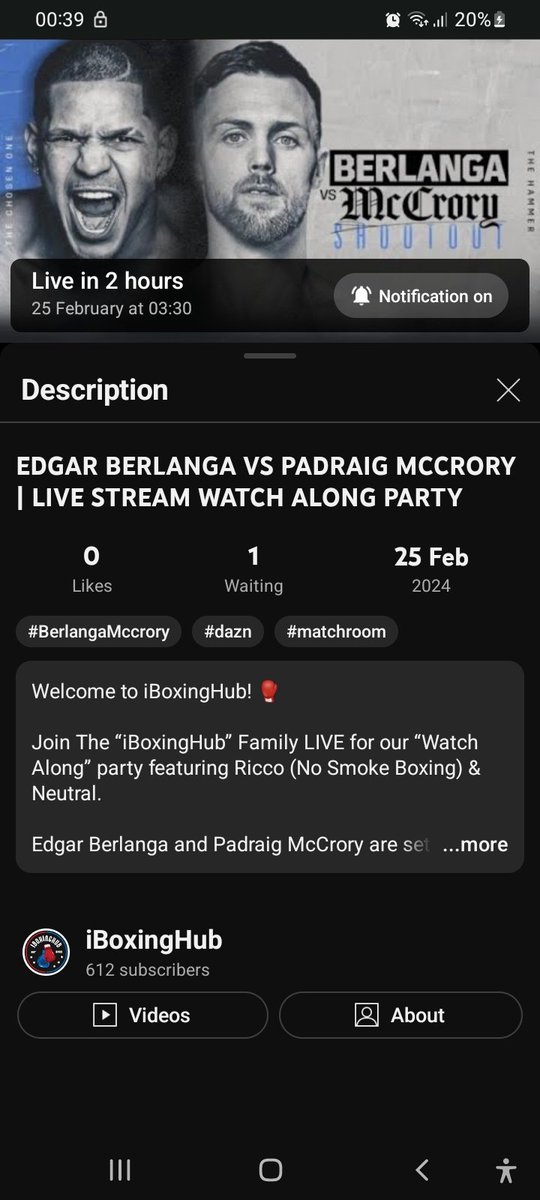 🚨 Join myself and @RiKO_Boxing  for tonight's #IHubBoxingWatchParty starting at 3.30am UK time featuring Paidrag McCrory v Eduard Berlanga for a supermiddleweight bout LIVE💥👌🥊🛎