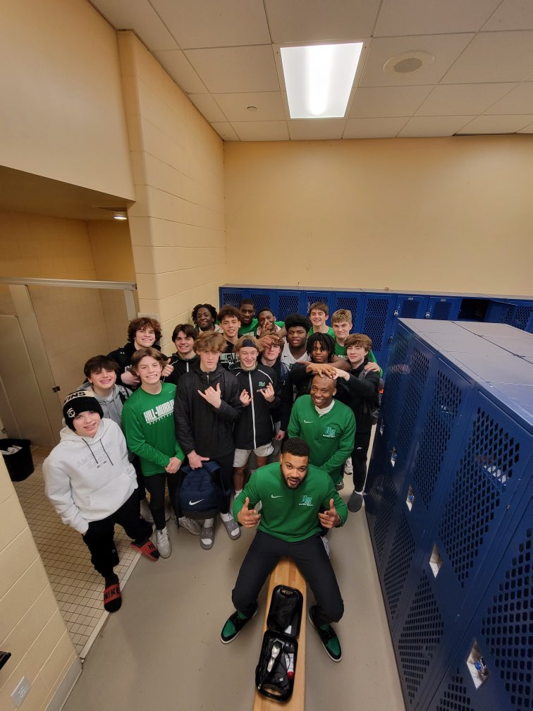 HMBoysBB's tweet photo. The boys got their 10th win of the season!Which meant they got to shave Coach Cam’s head!!! https://t.co/MVVGfSQxAT