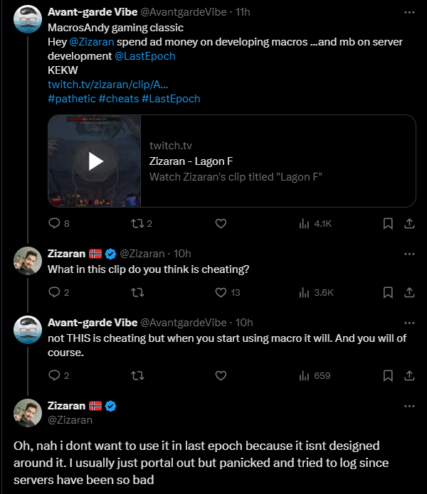 AvantgardeVibe's tweet photo. @Zizaran @LastEpoch Save it for the moment when you start using macro https://t.co/CVE2059QCV