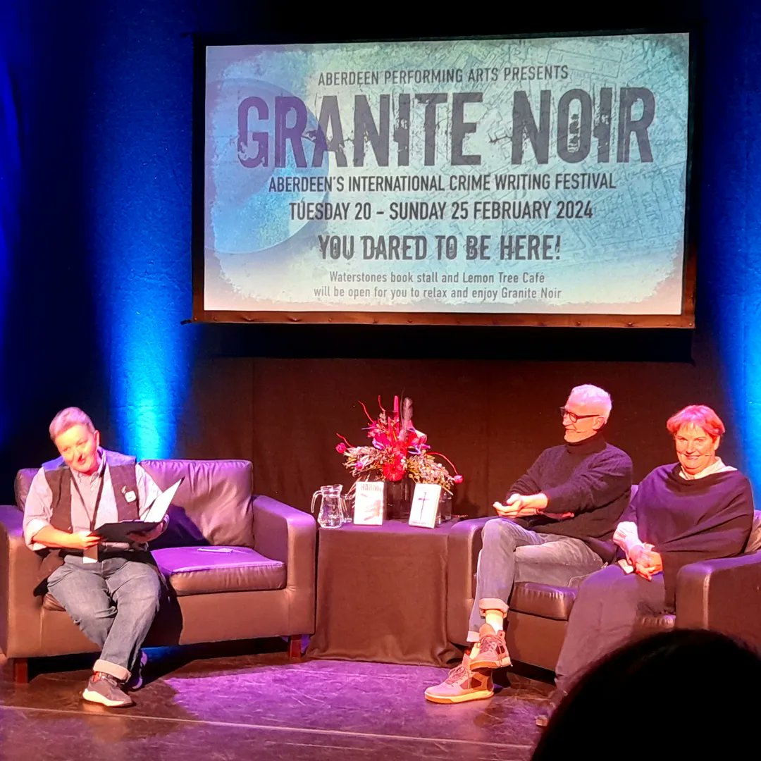 Another great day at @GraniteNoirFest with @bryanb1965 chairing historical crime writers @AjayClose, @es_thomson and @PhilipJEMiller. A welcome return for Icelandic authors @solveigpals and @oskargudmunds, chaired by Icelandophile @CollinsJacky.