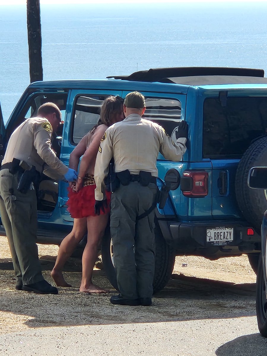 katiewhich's tweet photo. woman gave my kid a bag full of drug paraphernalia, drove high, got naked from the waist up, resisted arrest, left needles on the ground next to my RV.  LASD say their "investigation is complete" but won't remove high boyfriend and their needles mess https://t.co/1PCvMhscAs