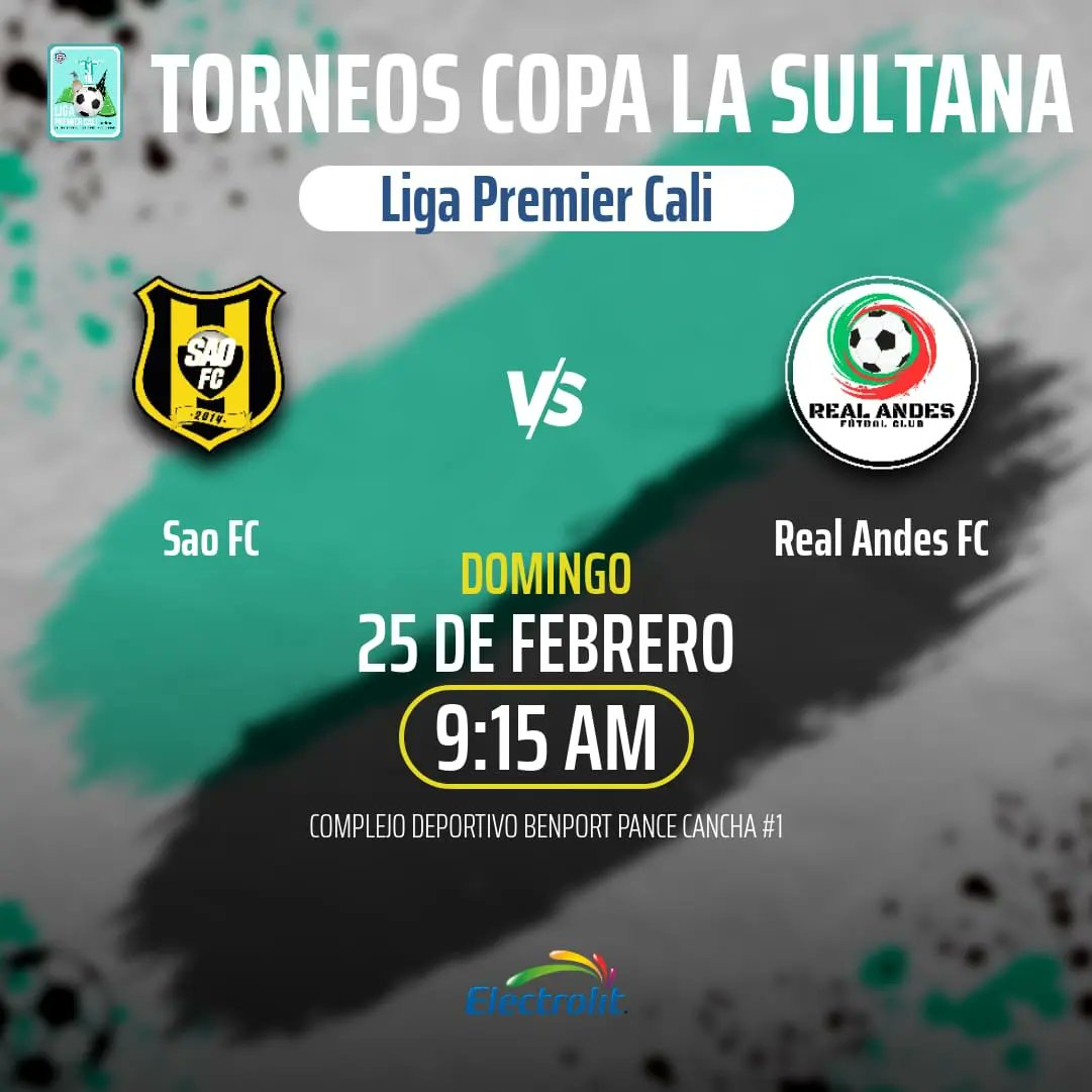 SAOFUTBOLCLUB1's tweet photo. 🟡FECHA #3 LIGA PREMIER CALI!💛🖤⚽.
.
Este domingo 25 de febrero de 2024 nos alistamos para jugar la fecha #3
.
📆 Domingo 25-2-2024
⚽ Benport pance cancha 1 
🆚 #realandes
🕘9:30 AM 
.
#LigaPremierCali #CopaLaSultana #SaofcLibre  #futbolAficionado https://t.co/j0LRgPQksm